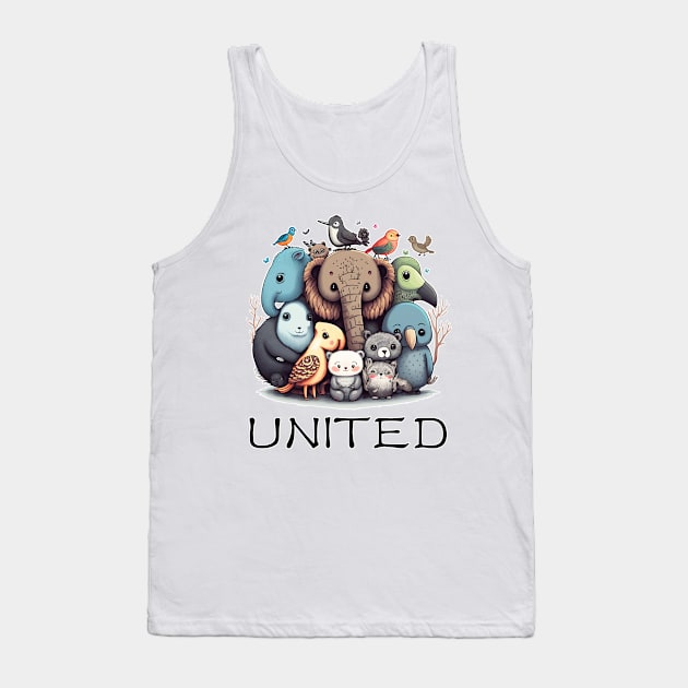 Group of stylized animals "United in Diversity" Tank Top by All About Nerds